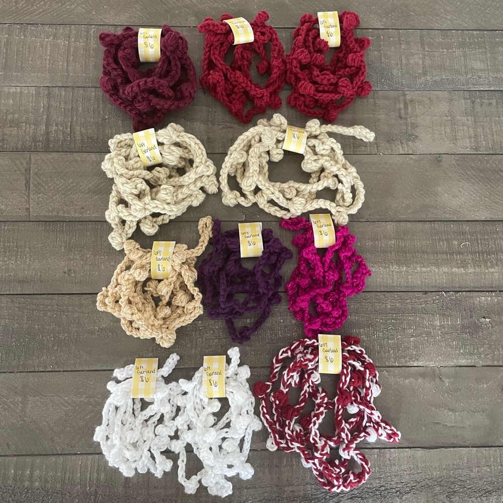 Handmade crochet bobble garland
